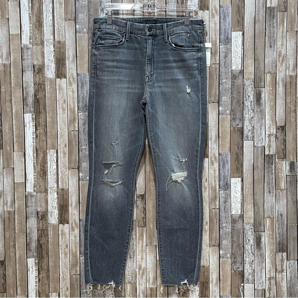 MOTHER High Waisted Looker Ankle Nick Fray Jeans - Ace Of Spades - SZ- 29